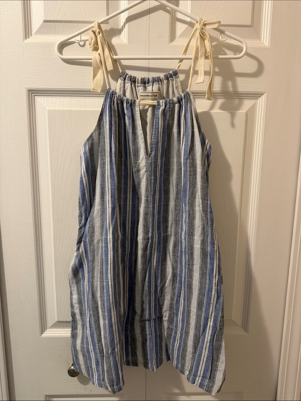 Striped Linen-Cotton Blended Dress Size SP